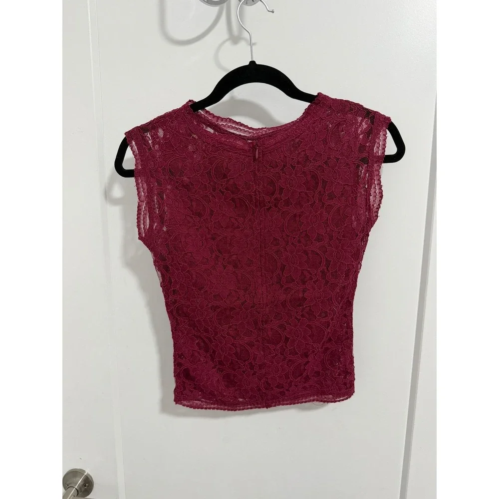 Anamaria Couture Burgundy Floral Lace 2 Piece Mermaid Maxi Skirt Set Size P S
